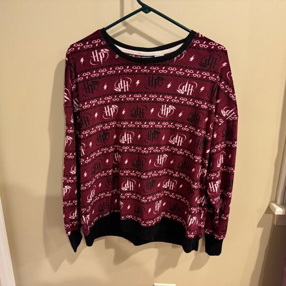 Harry Potter Fleece Pajama Set Womens Maroon Size Large - Picture 1 of 8